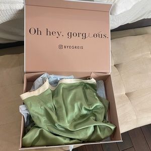 Sage silk midi dress - By Greis(not my business )
